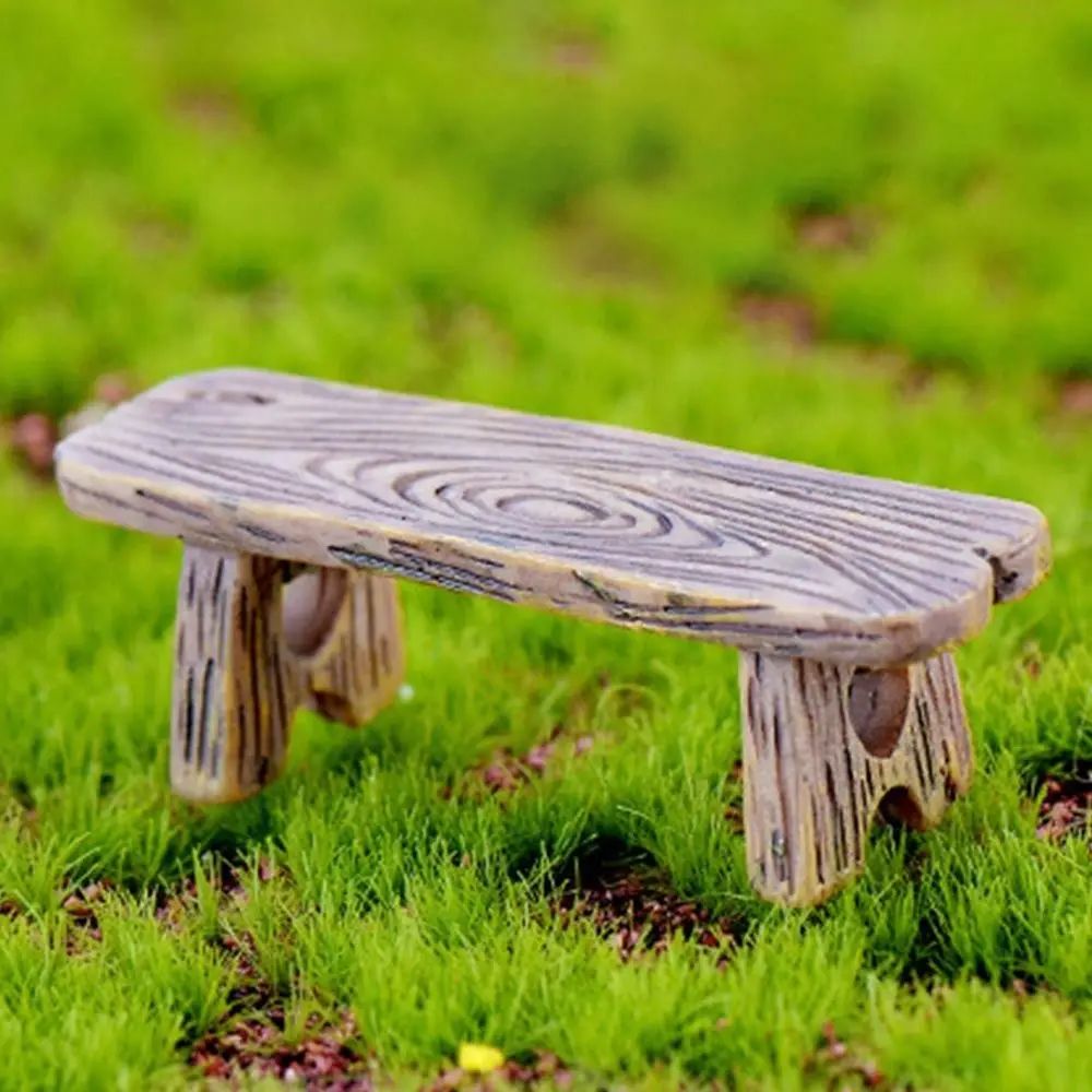 1SET Doll House Miniature Bench Stools White Chair Cute Fairy Garden Gnome Moss Terrarium Bonsai DIY Craft Home Decoration