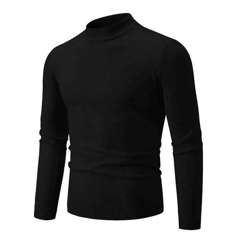 Half Turtleneck Knitwear Sweater New Autumn/Winter Mock Neck Sweatshirts Solid Color Pullovers Man Brand Casual Mens Clothing