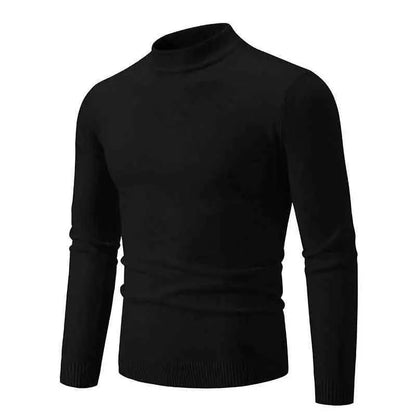 Half Turtleneck Knitwear Sweater New Autumn/Winter Mock Neck Sweatshirts Solid Color Pullovers Man Brand Casual Mens Clothing