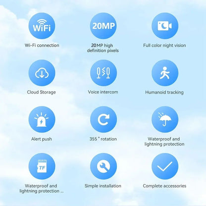 10K 20MP  WIFI IP Camera Outdoor 4 Lens 4 Screens 16X Zoom CCTV Wireless Video Surveillance Cameras 6K 12MP Security Protection