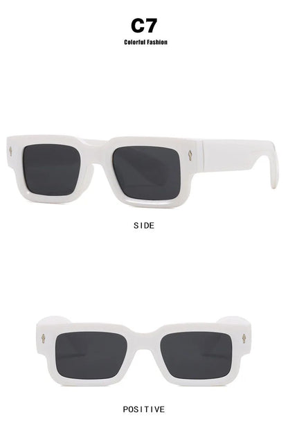 Retro Men Square Sunglasses For Women Vintage Luxury Rivet Designer Sun Glasses Fashion Arrow Shades UV400 Eyeglasses