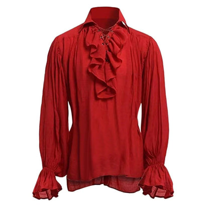 Medieval Men's Retro Performance Shirt with Belt And Puffy Sleeves Cross-Border New Style Male Fashion Historical Costume