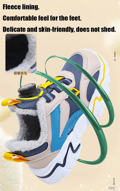Winter Kids' Cotton Shoes For Boys Warm Plush Anti-slip Children Running Sneakers Outdoor Comfortable Casual Walking Shoes