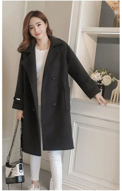Fashionable Woolen Coat Women's Mid-Length Korean Style Hot Sale Of The Season New Spring Autumn Slimming Versatile Tweed Jacket