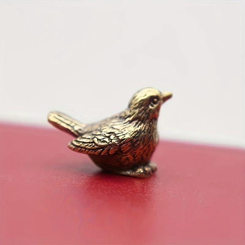 1 brass sparrow figurine, Christmas tea pet desktop home decoration, personalized fun Christmas gifts