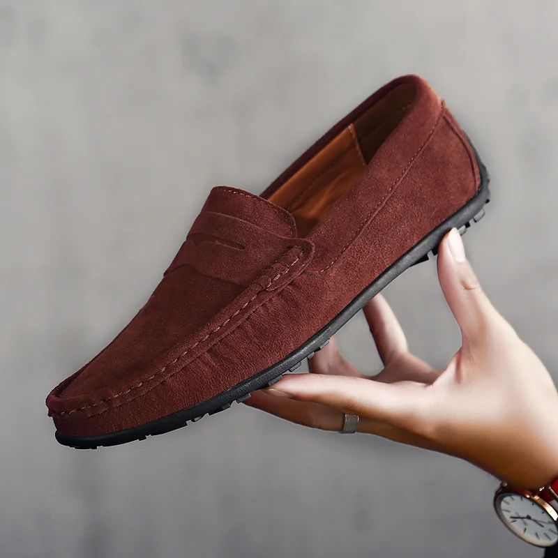 High Quality Leather Men Loafers  Slip on Mens Casual Shoes Fashion Flats Male Driving Shoes Moccasins Ten Colors Size 38-47