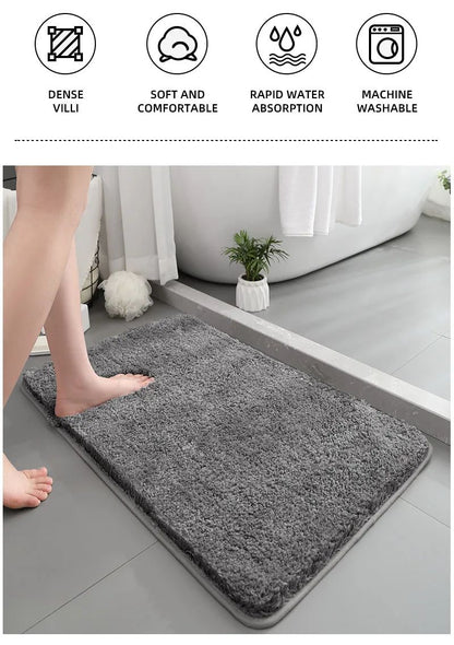 Tapete de chão de banheiro arredondado e espesso, tapete absorvente para banheira, material de pelúcia, tapete antiderrapante para os pés, capacho de entrada, banheiro
