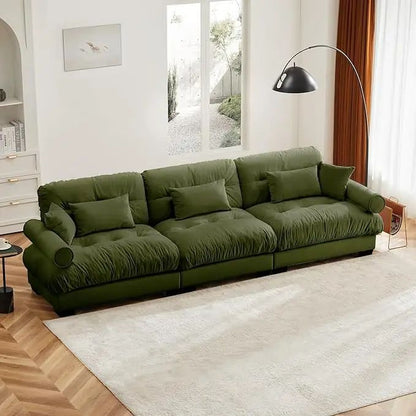 Velvet Modular Sectional Sofa Couch with Armrest And Pillows Large Comfy Living Room Furniture 94 Inch