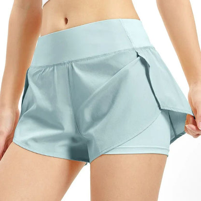 Women Running Shorts 2-in-1 with Pocket Wide Waistband Coverage Layer Liner Lounging Sports Yoga Leggings Gym Fitness Shorts