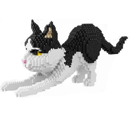Knew Built Quatro estilos de micropartículas expressivas de blocos de montar de mini-gatos, modelos de laranja e vaca, os favoritos dos entusiastas de animais de estimação