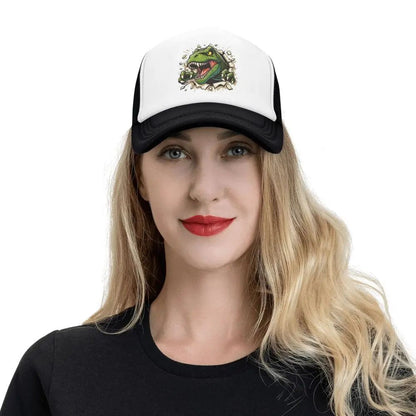 Boné de beisebol com rugidos de dinossauro T-rex selvagem personalizado, masculino, feminino, respirável, chapéu de caminhoneiro, bonés snapback para atividades ao ar livre