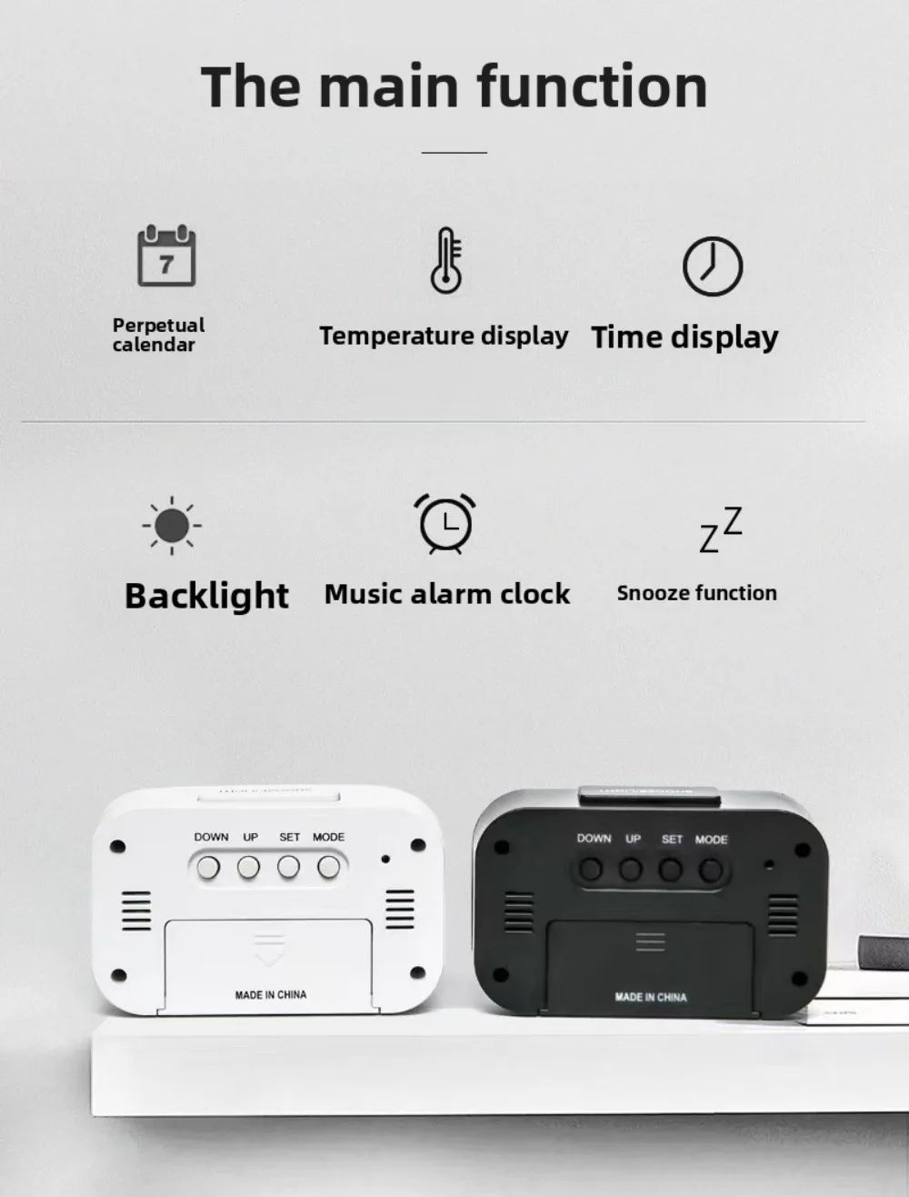 Digital Led Clock Household Bedside Battery Powered Multi-function Alarm Clock Desk Things for the Room Table Clocks Home Decor