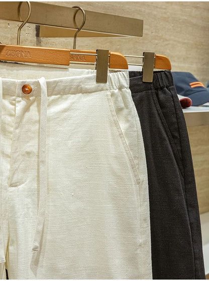 Ramie cotton blend comfortable and breathable summer drawstring casual linen shorts