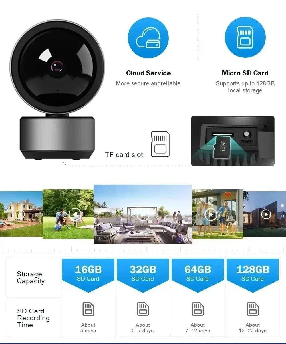PEGATAH 5MP Wifi IP CameraVideo Surveillance Cam HD Night VIsion Two Way Audio Auto Tracking Cloud Smart Home Camera Tuya APP