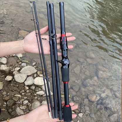 Vara de Pesca de Carretilha / Molinete de Fibra de Carbono Ultraleve Ação Rápida Cabo Ergonômico Compatível com Água Salgada e Doce