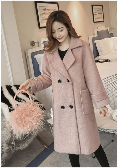 Fashionable Woolen Coat Women's Mid-Length Korean Style Hot Sale Of The Season New Spring Autumn Slimming Versatile Tweed Jacket