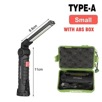 USB Rechargeable Camping LED Flashlight Work Light Magnet and Hook Waterproof Lighting Mode Suitable for Night Work
