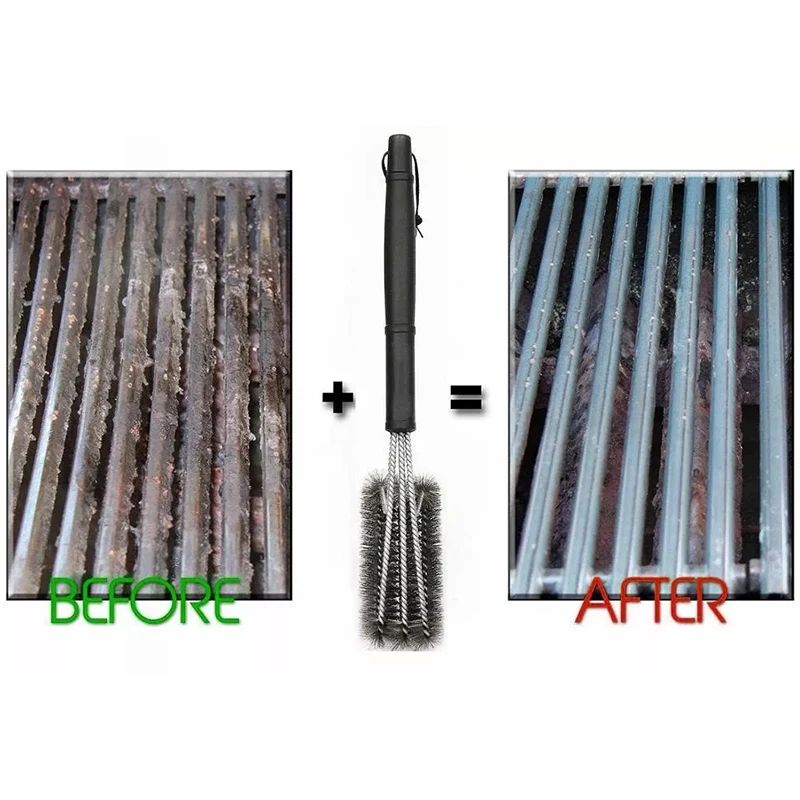 Grill Cleaning Brush BBQ Tool Grill Brush 3 Stainless Steel Brushes In 1 Cleanin Bbq Accessories Best Cleaner Barbecue