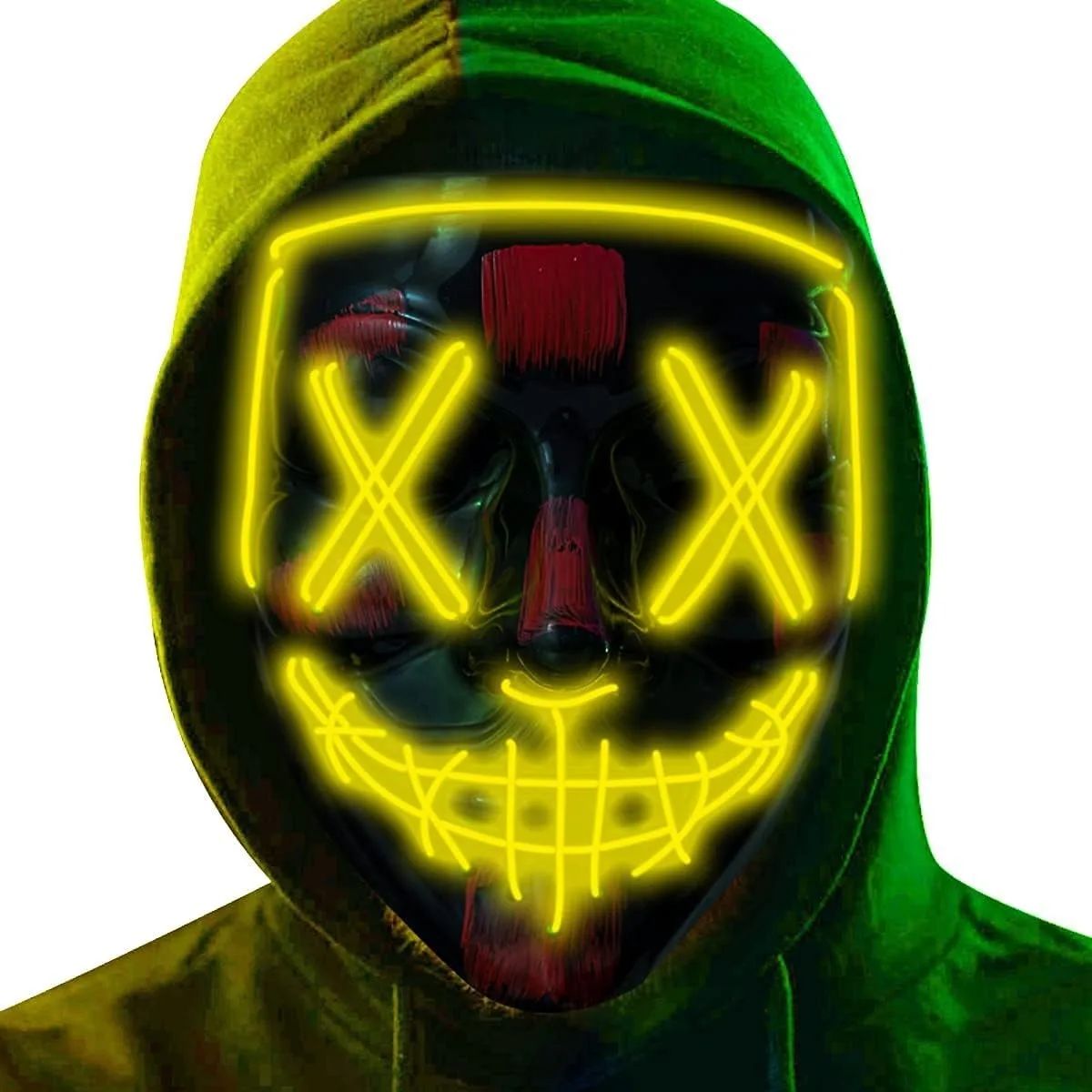 Poptrend Halloween Mask LED Light up Mask Scary mask for Festival Cosplay Halloween Costume Masquerade Parties Carnival Gift