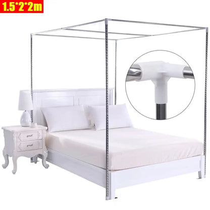 Detachable Mosquito Net Frame?Silver Rust-proof Stainless Steel Bedding Canopy Frame?for 4 Corner Bed for Twin/Full Size Bed