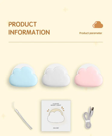 Cloud Night Light Mini USB Rechargeable Adorable Cloud Shape LED NightLight For Bedroom Baby Children Creative Gift Bedside Lamp