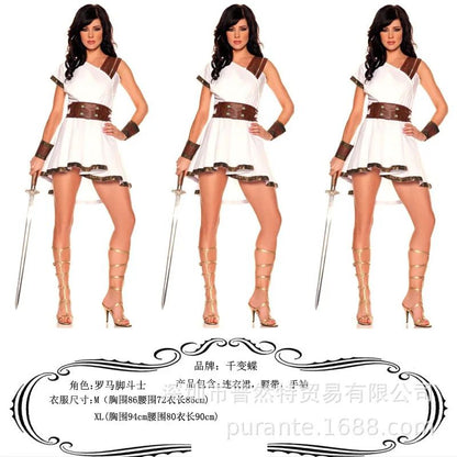 Greek Toga Costume For Men - Adult Roman Halloween Dionysus Costume With Leather Wristband King Gladiator Clothing Suit