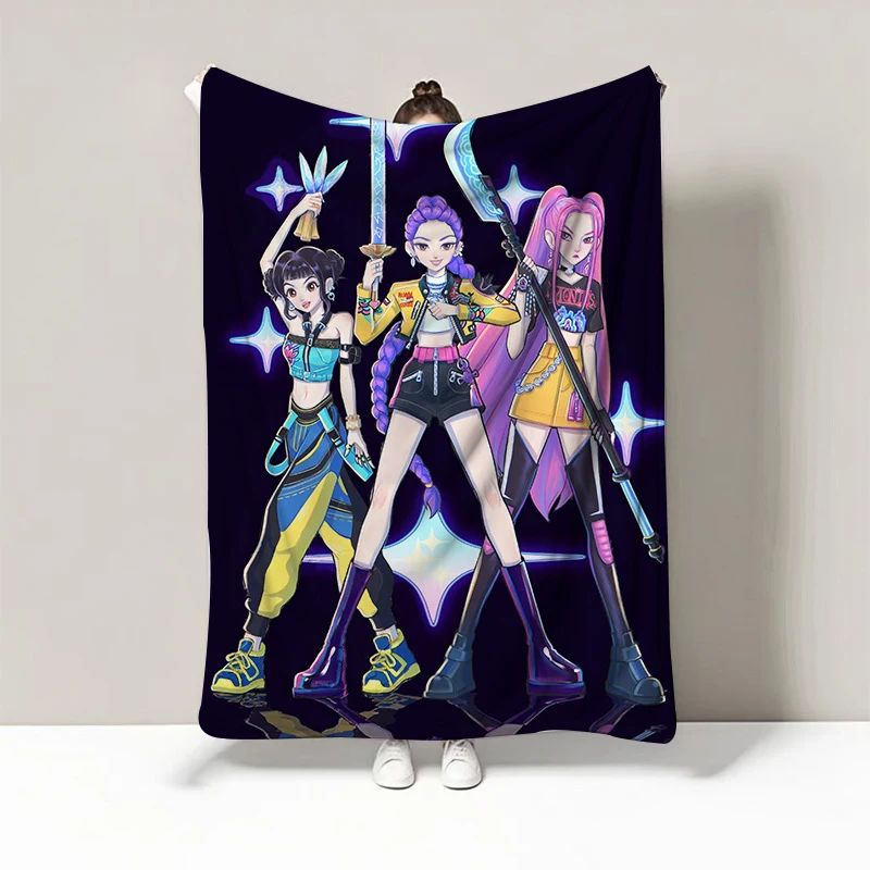 Cute Kpop Demon Hunter Blanket,kpop Fun Gift,cozy K-pop Demon Hunters Huntrix Blanket,anime Inspired, Huntrix Inspired Blanket