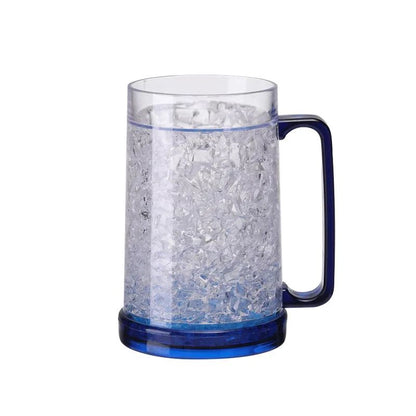 Canecas de Cerveja de Parede Dupla com Gel Congelante, Canecas de Uísque Transparentes com Alça para Bar e Copos de Bebida para Uso Externo
