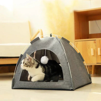 Cama Toca para Pets Removível Sofá Cesta para Gatos de Lona Casa Semiaberta para Gatos Toca Caverna para Cães Cama para Gatos para Decoração de Quarto Suprimentos para Pets