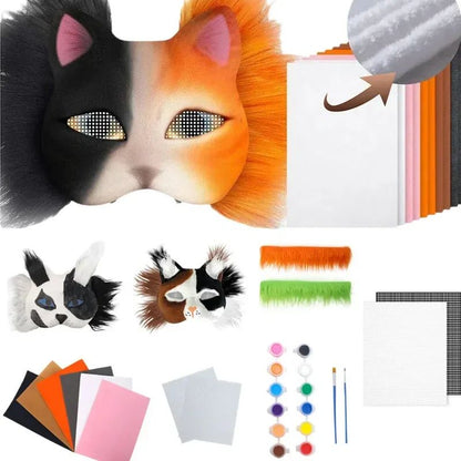 Therian Mask Kit Paper Blank Masks Half Face Hand-painted Cat Mask Diy Masks For Masquerade Cosplay Party Gifts Christmas Gifts