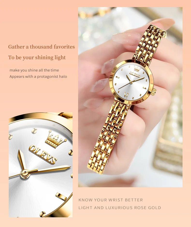 OLEVS 9992 Luxury Women's Watches Elegant Luxury Gold Watch for Women Quartz Waterproof Wristwatches Ladies Relojes Para Mujer