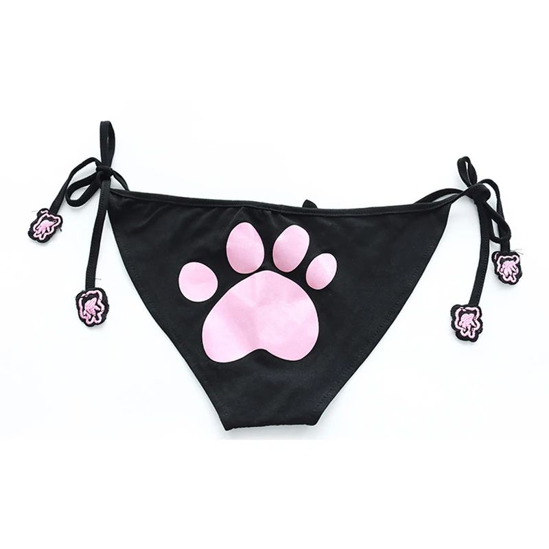 Anime  Cute Cat Paw Bikini Swimsuit Costume Summer Beach  Mini Lovely Cats Bell Swimwear Uniform Cosplay Cats Hollow Bra