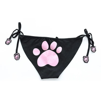 Anime  Cute Cat Paw Bikini Swimsuit Costume Summer Beach  Mini Lovely Cats Bell Swimwear Uniform Cosplay Cats Hollow Bra