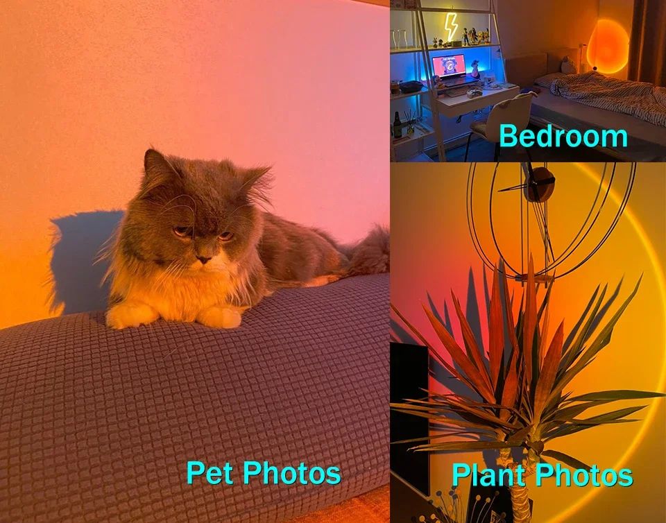 USB Sunset Lamp Sunset Projector Mood Light Living Room Bedroom Night Light Indoor Decor Bar Atmosphere Photography Background