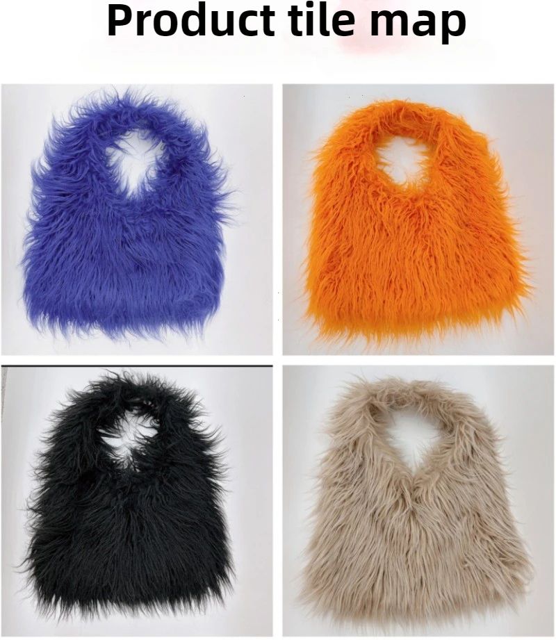 2025 NOVAS Bolsas de Ombro Pelúcia Lã Femininas Y2k Hot Girls Bolsa Saco com Cordão de Pele Sintética Moda Feminina Bolsas de Mão Peludas Tote