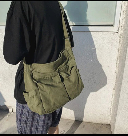 2025 y2k Women Vintage Handbag Canvas Teenager Shoulder Tote Bags Messenger Bags Ladies Casual Handbag Crossbody Purse