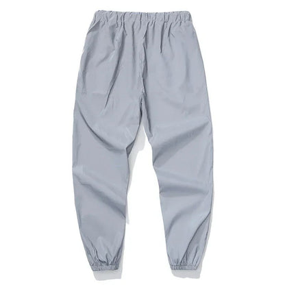 Night Reflective Casual Pants Men's Elastic Waist Fashion Skateboard Trousers Streetwear Hip Hop Harajuku Jogger Sweatpants Male