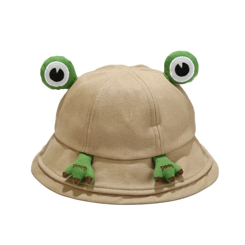 Children Frog Bucket Hat With Ear Panama Fisherman Hats For Men Women Kids Cartoon Cute Summer Outdoor Travel Sun Bob Cap