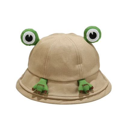 Children Frog Bucket Hat With Ear Panama Fisherman Hats For Men Women Kids Cartoon Cute Summer Outdoor Travel Sun Bob Cap