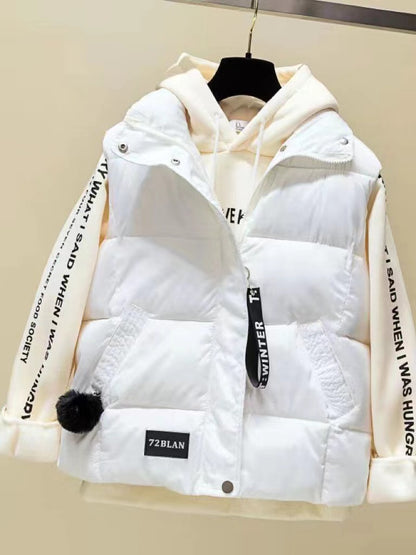 2024 New Autumn Winter Solid Loose Vest Women Down Cotton Vest Female Warm Sleeveless Short Coat Jacket Windproof Warm Waistcoat