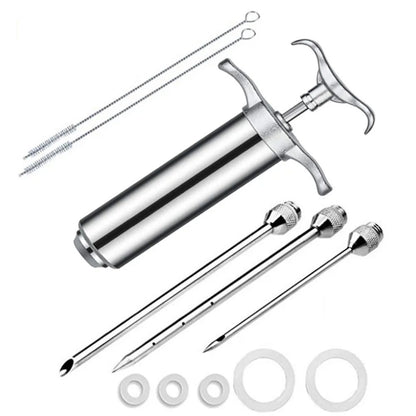 Conjunto de Injetor de Temperos em Aço Inoxidável para Carne, Peru, Frango, Injetor de Sabor, Molho de Cozinha, Injeção de Marinada, Acessórios de Cozinha Doméstica