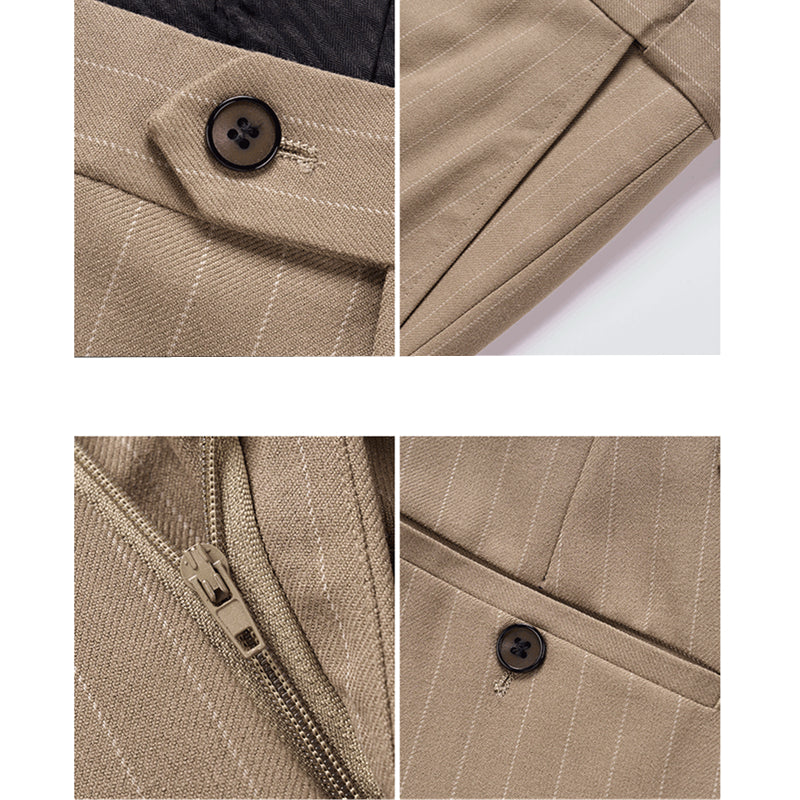 Blue Pinstripe Men's Double-breasted Suit Two-piece, Wedding/Party/Business Dress Jacket and Pants, Red Gray Male Sets M-4XL 5XL