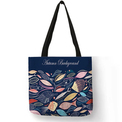 Creative Personalized Tote Bag Colorful Geometric Fish Pattern Printing Handbag Fashion Unisex Practical Casual Travel Package