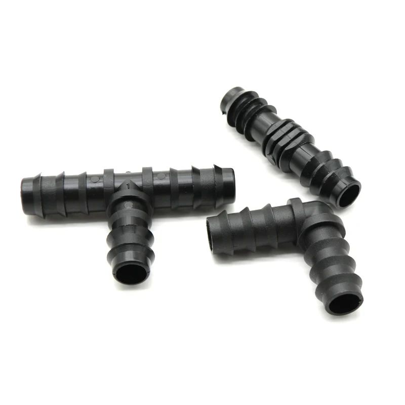 2/5/10pçs Estufa PE Tubo 16 20 25 mm Conector em T Cotovelo Reto Plugue Conexão para Tubo de Irrigação Acessórios de Micro Irrigação