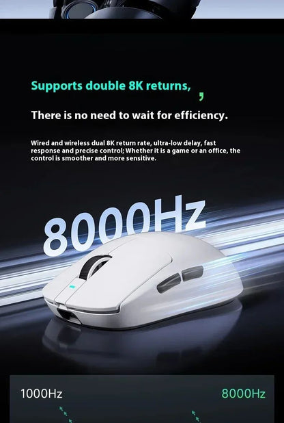 Mouse sem fio MCHOSE A7 Pro Ultra Tri-Mode para jogos E-sports PAW3950 Leve 42000dpi 8K Baixa Latência Ergonômico 500mAh