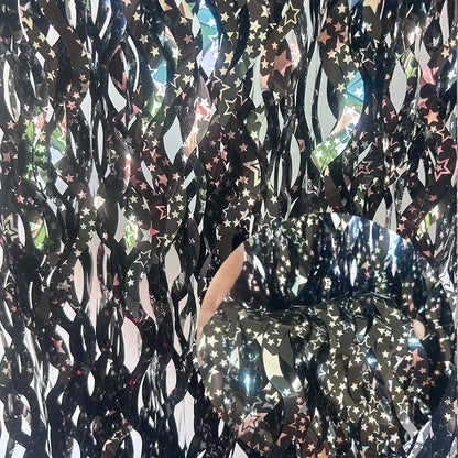 Metallic Tinsel Foil Fringe Curtains with star Party Photo Backdrop Party Streamers for Birthday New Year Eve Wedding Decor