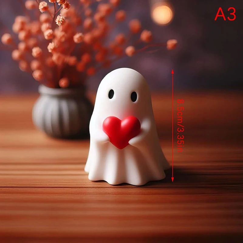 Estátua fofa de fantasma com dedo do meio, estatuetas assustadoras de fantasmas, decorações de casa para feriados, decorações de Halloween? Pequena mini decoração