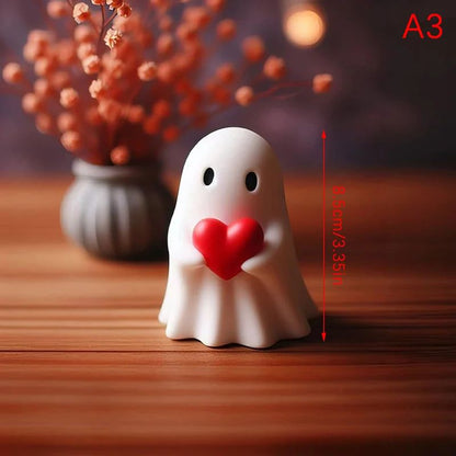 Estátua fofa de fantasma com dedo do meio, estatuetas assustadoras de fantasmas, decorações de casa para feriados, decorações de Halloween? Pequena mini decoração