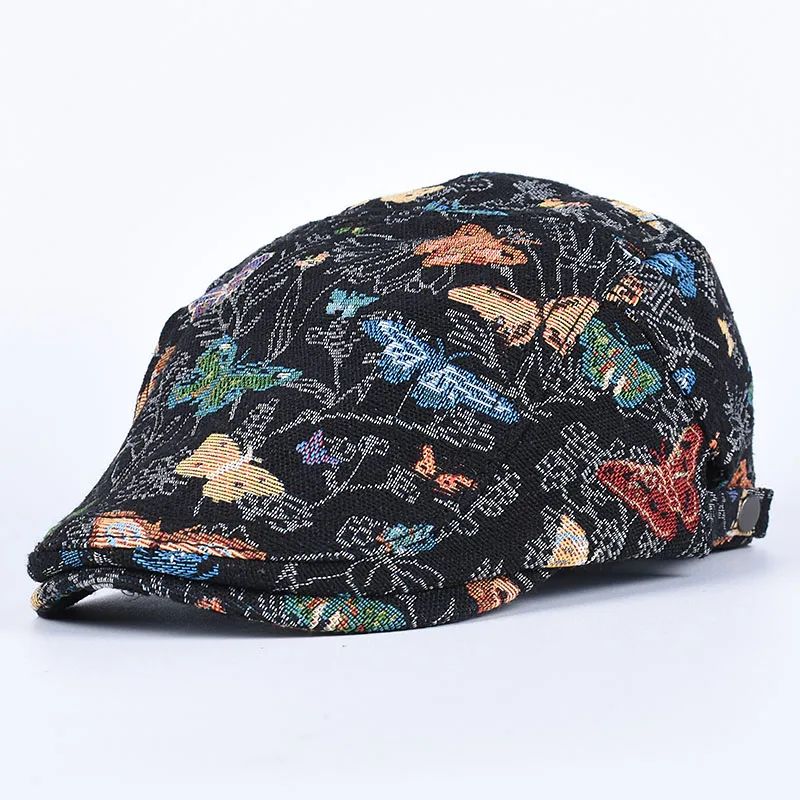 Classic Peaky Blinders Berets Women Vintage Black Embroidery Cotton Caps Men Breathe Artist's Hat Summer Outdoor Hip Hop