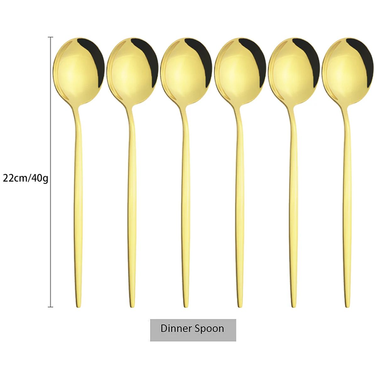 Conjunto de Talheres de Aço Inoxidável Western Dourado com 6 Peças de Colher de Concha, Colher de Jantar, Colher de Sopa, Talheres de Cozinha